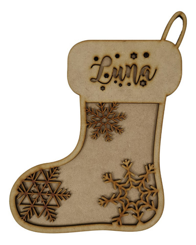 Bota Navidad Personalizada Mdf Calada Decoración Árbol 