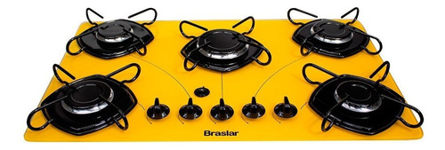 Fogão Cooktop 5 Bocas Braslar Acendimento Automático Easy Cor Amarelo