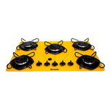 Fogão Cooktop 5 Bocas Braslar Acendimento Automático Easy Cor Amarelo