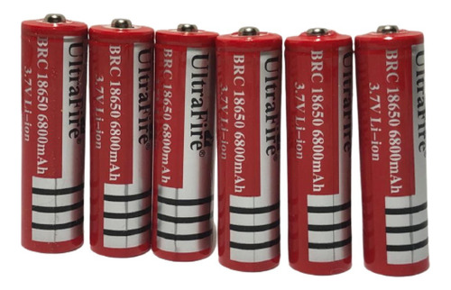 Pack 6 Baterías Pila Recargable 18650 3.7 V 6800 Mah