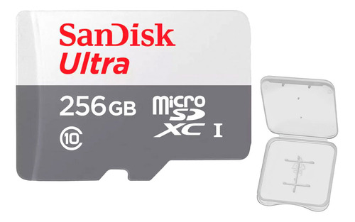 Cartão Memória  Sandisk 256gb Micro Sd Ultra 100mbs +case