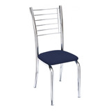 Cadeira Lara Cromada Para Cozinha Corino Azul-gat Magazine