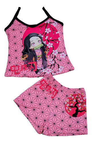 Pijama De Nezuko Kimetsu No 2 Pzas Short Y Blusa De Tirantes