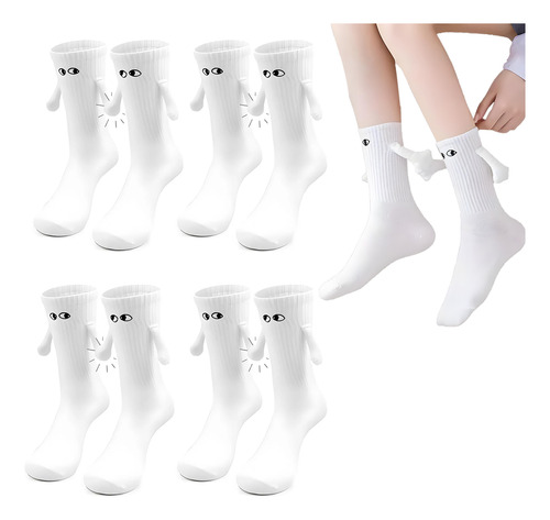 Calcetines Imán De Parejas Blanco Para Hombre Y Mujer 4pares