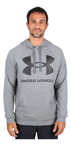 Buzo Underarmour Ua Rival Fleece Big Logo Hd Gris Hombre