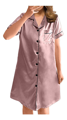 Camisa De Seda Simulada Para Mujer, Ropa De Dormir Holgada Y