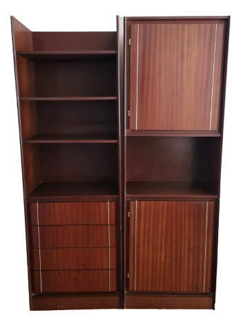 Mueble Modular Aglomerado Enchapado En Caoba 2 Cuerpos 