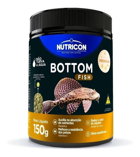 Ração Para Aquário Com Peixes De Fundo Nutricon Bottom Fish 150g