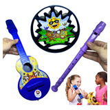 Kit 03 Brinquedos Musicais Violinha Pandeiro Flauta Infantil