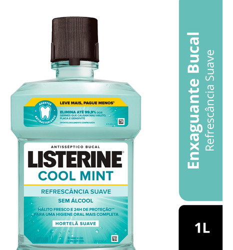 Antisséptico Bucal Cool Mint Sem Álcool 1l Listerine