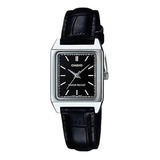 Reloj Casio Dama Modelo Ltp-v007 Piel Negro Cara Negra Barra