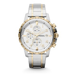 Reloj Fossil Fs4795 Vista De Vestimenta Para Hombres De De Color De La Correa Plateado Color Del Bisel Dorado Color Del Fondo Blanco