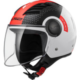 Casco Moto Abierto Ls2 562 Airflow Condor Blanco Negro Rojo