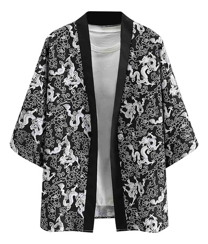 Chaqueta Tipo Kimono Con Estampado De Verano Para Hombre, Ca