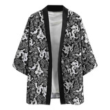 Chaqueta Tipo Kimono Con Estampado De Verano Para Hombre, Ca