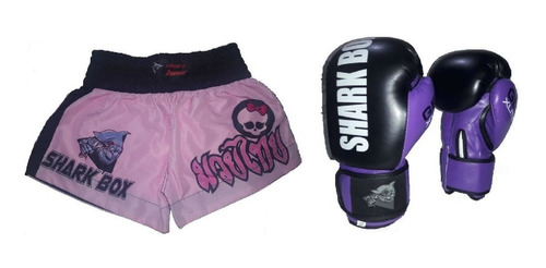 Kit; Short De Kick Boxing/ Muay Thai + Guante Rosa/fucsia!