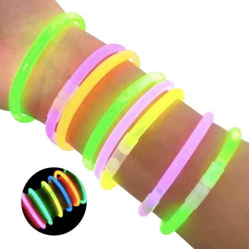 100 Pulsera Neon Glow Luminosa Flourecente Fiesta Boda Batuc