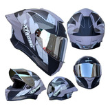 Casco Biker Moto Xtrong Deportivo Gris Certificado Integral 