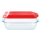 Fuente Asadera Rectangular Tapa Pyrex Deep Vidrio Temp 28cm