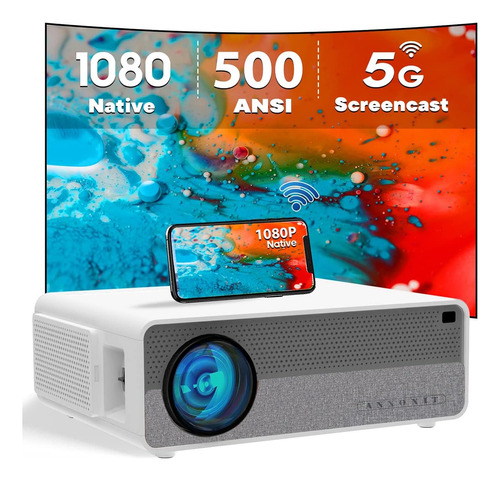 Proyector Anxonit 1080p, 500 Lm, Wifi 5g, Altavoces 8w,