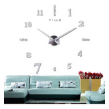 Reloj De Pared Digital Con Diseño 3d Moderno Plata Cuarzo