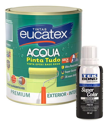 Tinta Epóxi Base Água, Azulejos Banheiro Cozinha 900ml Cores