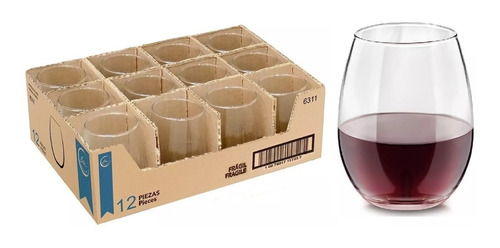 Vaso Stemless Copa Sin Pie Copon Redondo 430ml Crisa X 12