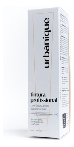  Tintura Profissional Sobrancelha Barba Pelos 20ml Urbanique Tom Preto Intenso