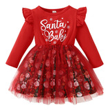 Vestido De Princesa Navideña Para Niñas Disfraz De Papá Noel