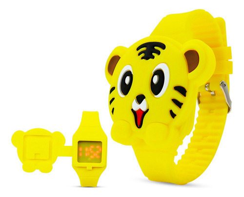 Reloj Led Digital Tigre Gatito Niño Niña + Estuche