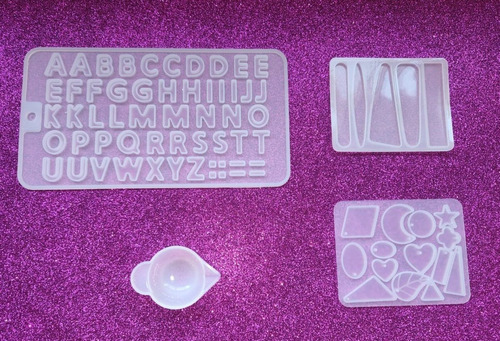 Kit 4 Moldes De Silicone Para Resinas Presilhas Brinco Colar