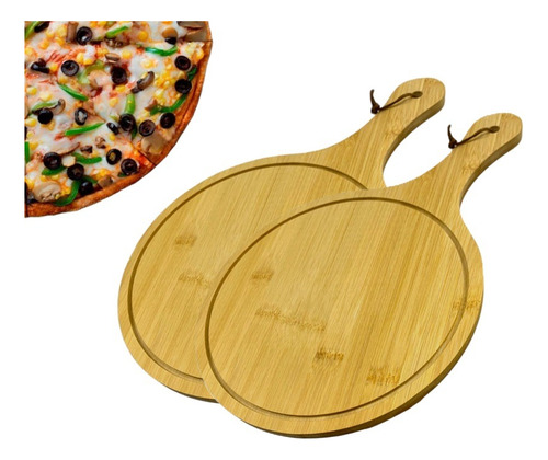 2x Tabla Madera Picoteo Pizza 36cm