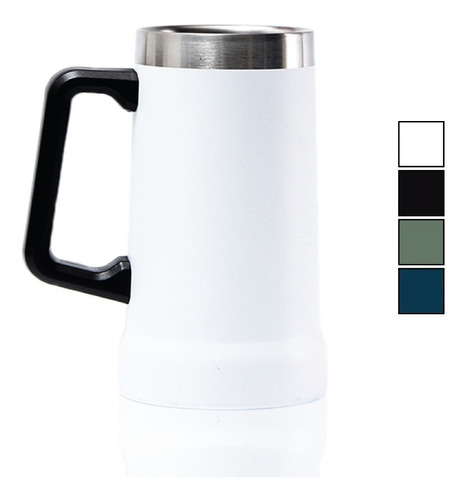 Caneca Térmica Chopp Cerveja Camada Dupla Em Inox Cor Branco