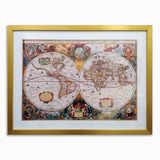 Cuadro Mapamundi Antiguo 65x85 Cm Marco Dorado Mycarte