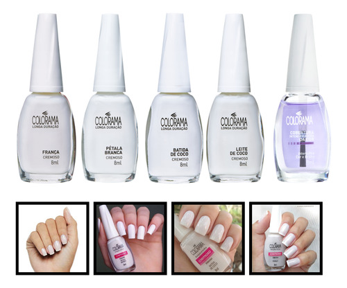 Kit Esmaltes Colorama Francesinha Tons Branco E Extra Brilho