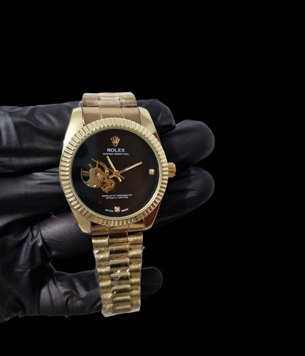 Reloj Rolex Dorado Con Negro De Pulso Clon