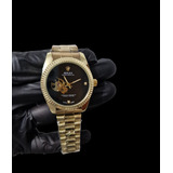 Reloj Rolex Dorado Con Negro De Pulso Clon