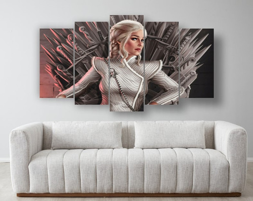 Set De 5 Cuadros Decorativo Canvas Daenerys Targaryen Trono