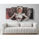 Set De 5 Cuadros Decorativo Canvas Daenerys Targaryen Trono