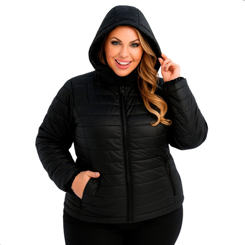 Blusa Bobojaco Plus Size Puffer Peluciada Casaco