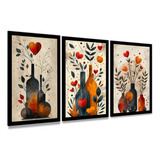 3 Quadro Decorativo Flores Abstratas Boho Sala Cozinha G Ys