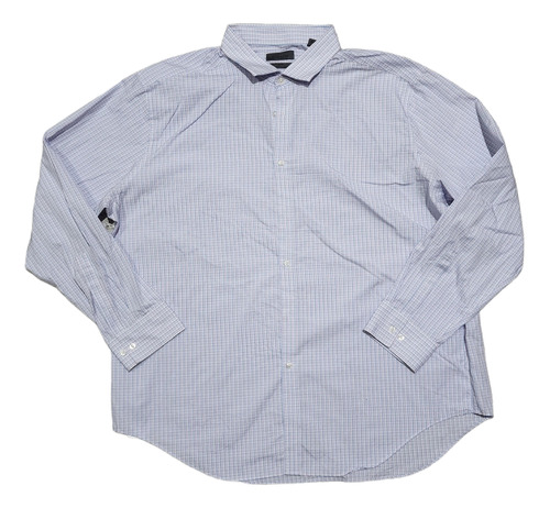 Camisa Calvin Klein 2xl 18 1/2 34-35 Slim Fit Cuadro Blanco