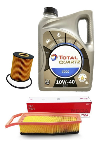 Aceite Total 7000 10w40 + Kit Filtros Peugeot 208 1.6 2020 