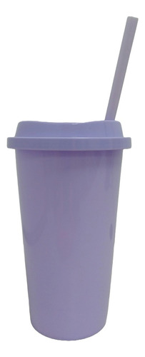 40 Vasos Reutilizable 500ml Tapa Y Sorbete Colores Pasteles 