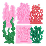 3pcs Molde De Silicona Coral Algas Marinas Fondant Resina