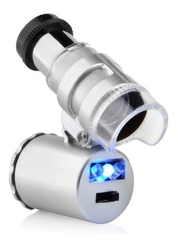 Mini Microscopio De Bolsillo Lupa Zoom 60x Luz Led Y Luz Uv!