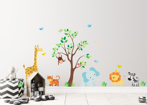 Adesivo De Parede - Árvore Safari Infantil