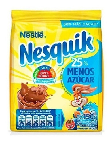 Cacao Nesquik Menos Azucar 150 Grs X 8 Unidades