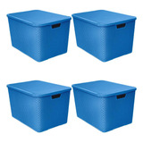 4 Caixa Rattan Para Guardar Organizar Remédios 40l Colorida Cor Azul