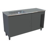 Bajo Mesada 3 Puertas Mueble Cocina Moderna 140 X 82 Cm Gris Sombra